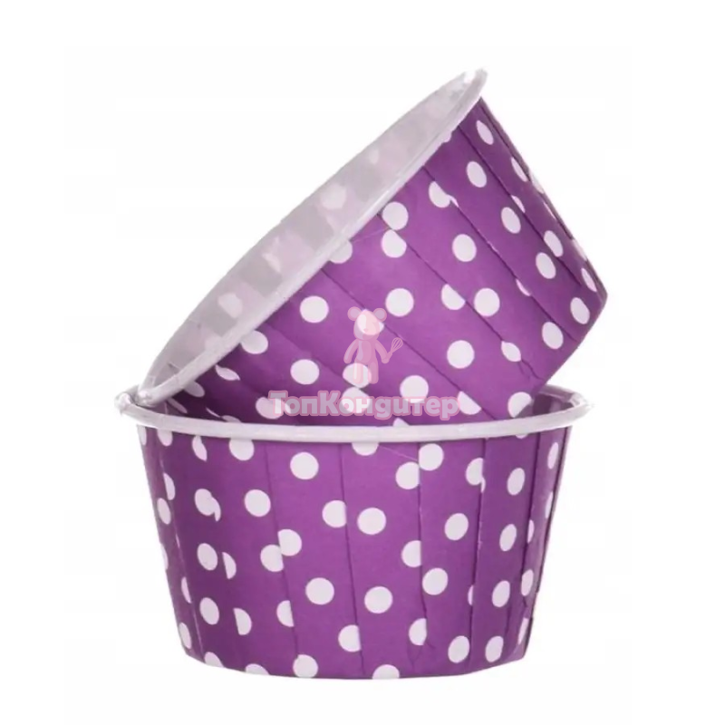 Капсулы капкейк фиолетовый/белый горох 100шт
