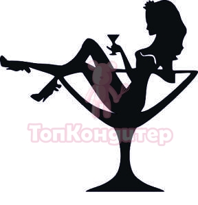 Топпер "Девушка в мартинке, с мартини", 36001125-ч 13*13