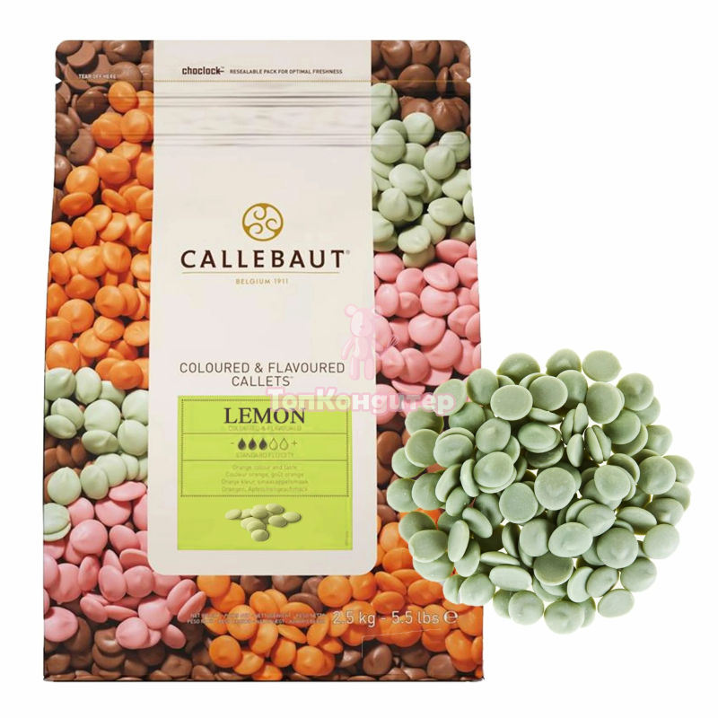 Шоколад Callebaut со вкусом лимона в галлетах 0,1 кг