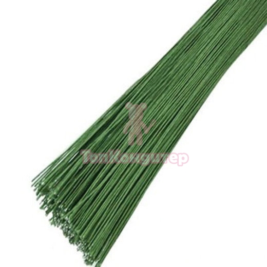 Проволока 10 шт зеленая в бумажной оплетке D 0.35