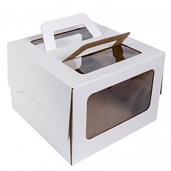 Коробка для торта 16,5 см*16,5 см*11 см с окном и ручкой