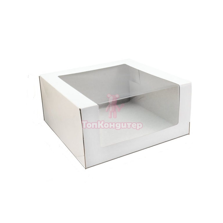 Коробка для торта 23,5 см*23,5 см*11,5 см с окном белый