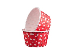 Капсулы для капкейков жесткий борт "Красный\Белый горох" 100 шт