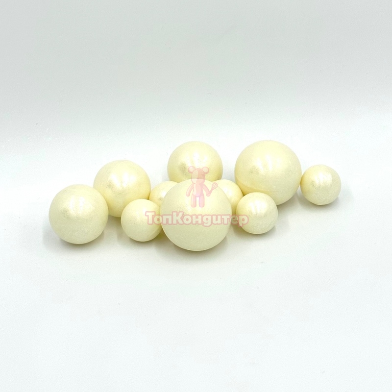 Сферы из шоколадной глазури перламутровые белые 10шт.