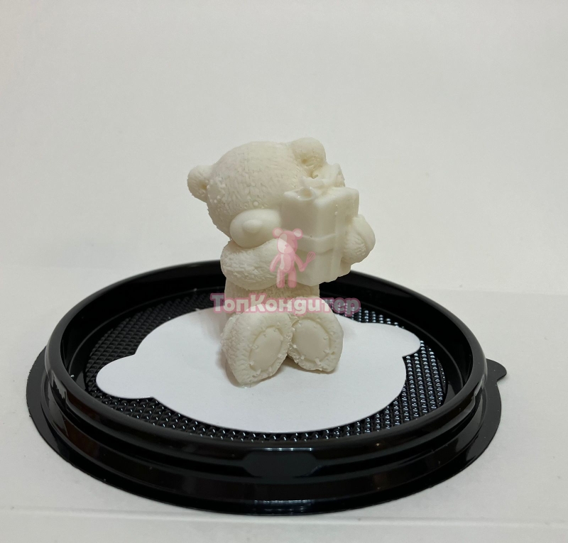 Фигура из шоколадной глазури Мишка с подарком 5*3см