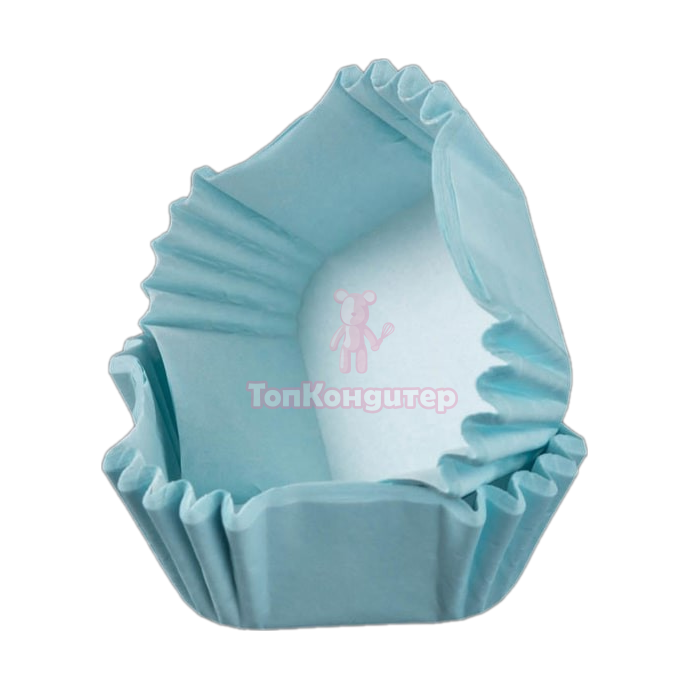 Капсулы бумажные для конфет голубые квадрат 35 мм*35 мм*25мм, 50шт