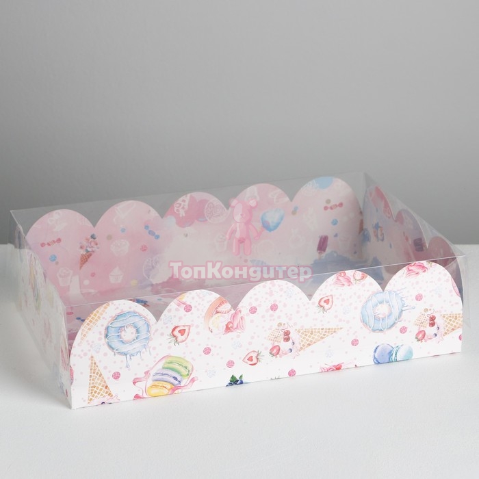 Коробка для пирожных 30 см*20 см*8 см "Вкусности"