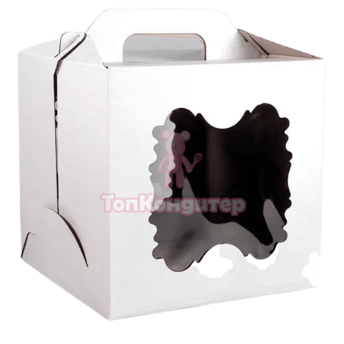 Коробка для торта 30 см*30 см*30 см с окном и ручкой