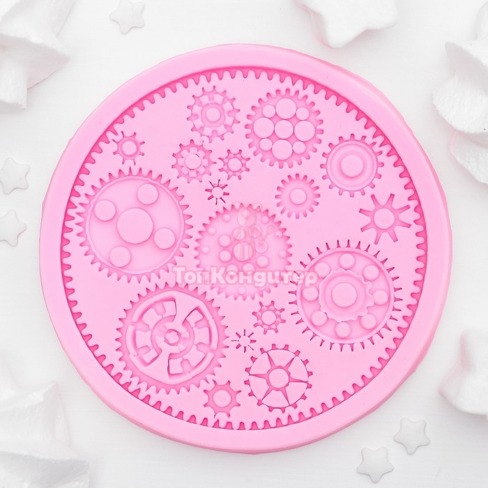 Молд силиконовый 10,5х10,5х1 см "Шестеренки"