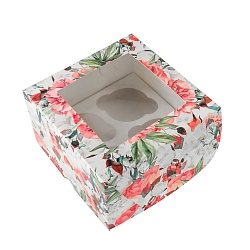 Коробка на 4 капкейка "Розы"