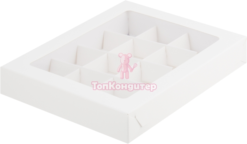 Коробка на 12 конфет 19 см*15 см*3,5 см белая