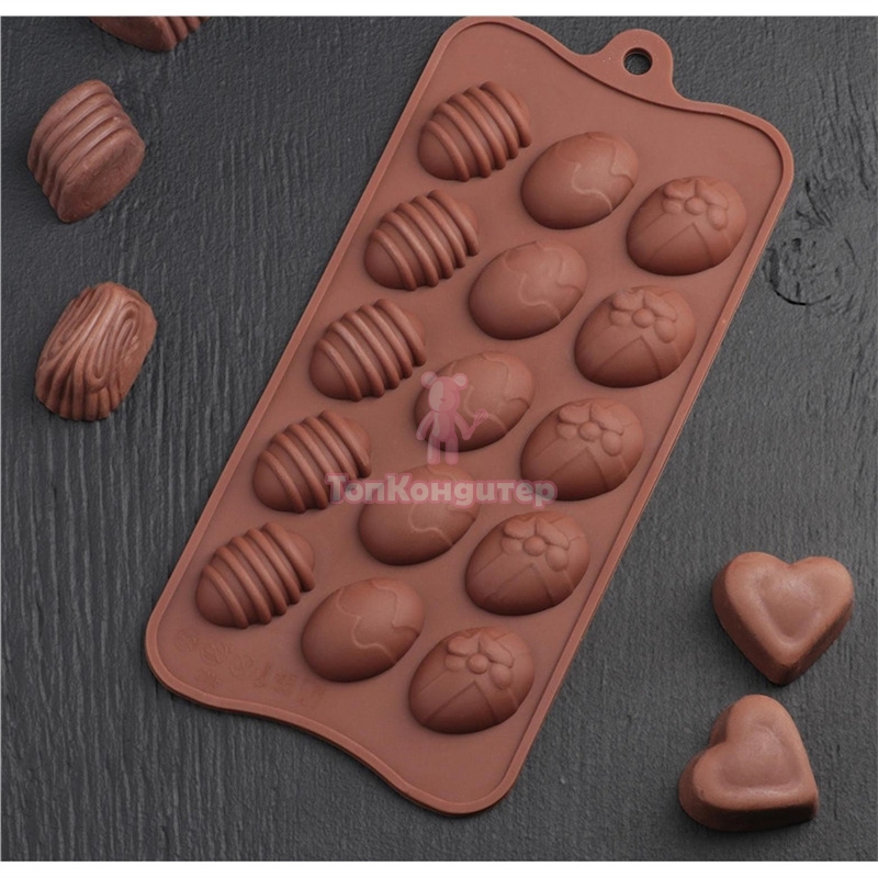 Форма для льда и шоколада 15 ячеек 22*10,5*1,5 см "Пасхальные яйца"