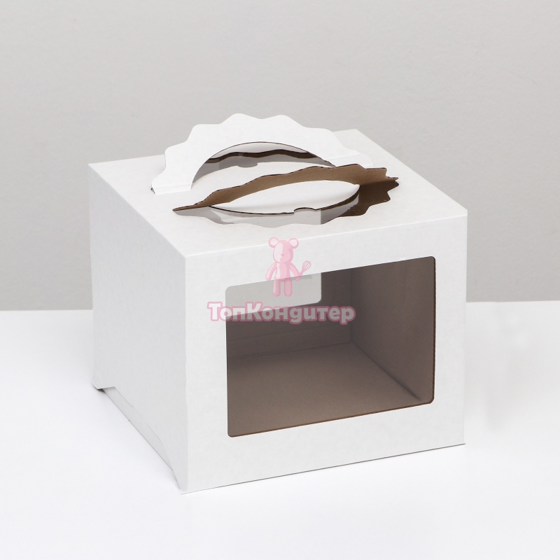 Коробка для торта 26 см*26 см*20 см с ручкой