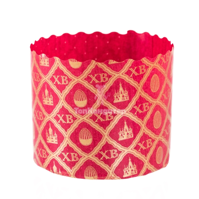 Форма бумажная для кулича "ХВ КРАСНАЯ" d= 9 см x h= 9 см