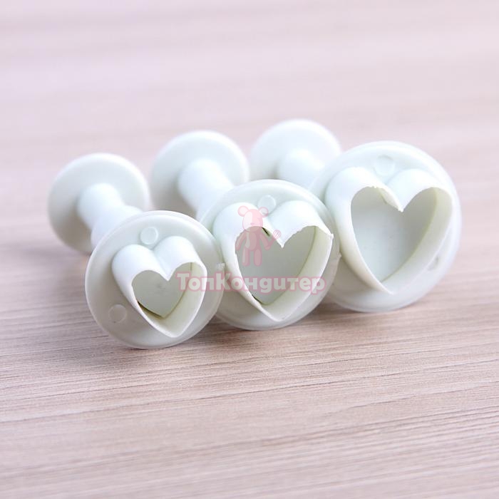 Набор плунжеров кондитерских "Сердечко", 3 шт: 1,6х1,1 см; 1,4х1 см; 1х1 см