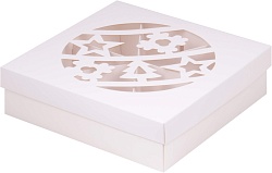 Упаковка под ассорти сладостей "Новогодний шар" 20 см*20 см*5,5 см белая