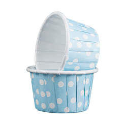 Капсулы для капкейков жесткий борт "Голубой\Белый горох" 100 шт