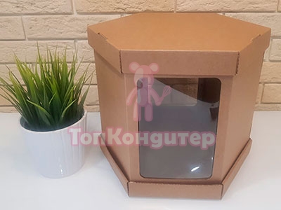 Коробка для торта 26,4 см*31,3 см*26 см крафт "6 граней"
