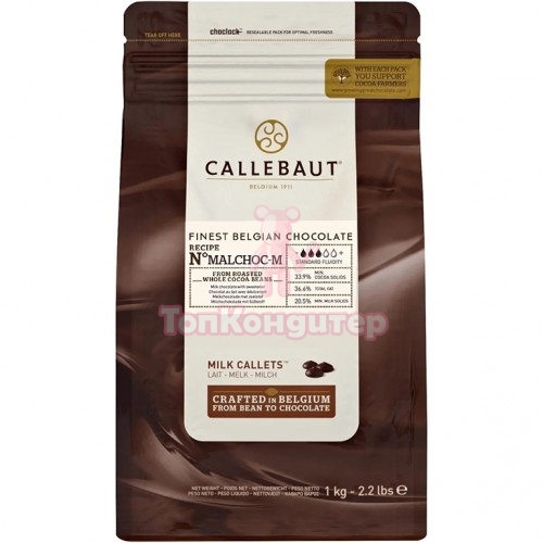 Шоколад молочный Callebaut без сахара 34,1% 1 кг